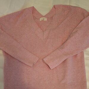 Lou & Grey by LOFT Pink V-Neck Sweater - Size Small, Soft & Stylish